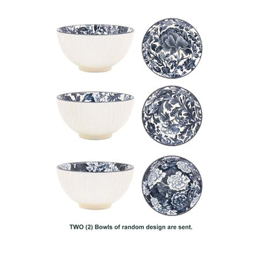 2Pcs 15cm Fleur Vintage Floral Ceramic Bowl - Random Design