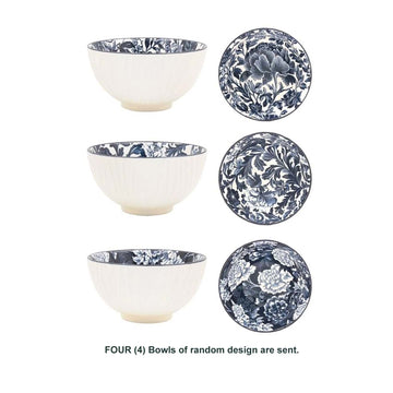 4Pcs 15cm Fleur Vintage Floral Ceramic Bowl - Random Design