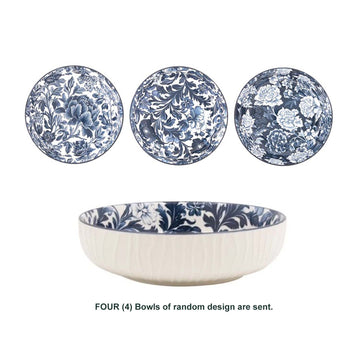 4Pcs 20cm Fleur Vintage Floral Ceramic Bowl - Random Design