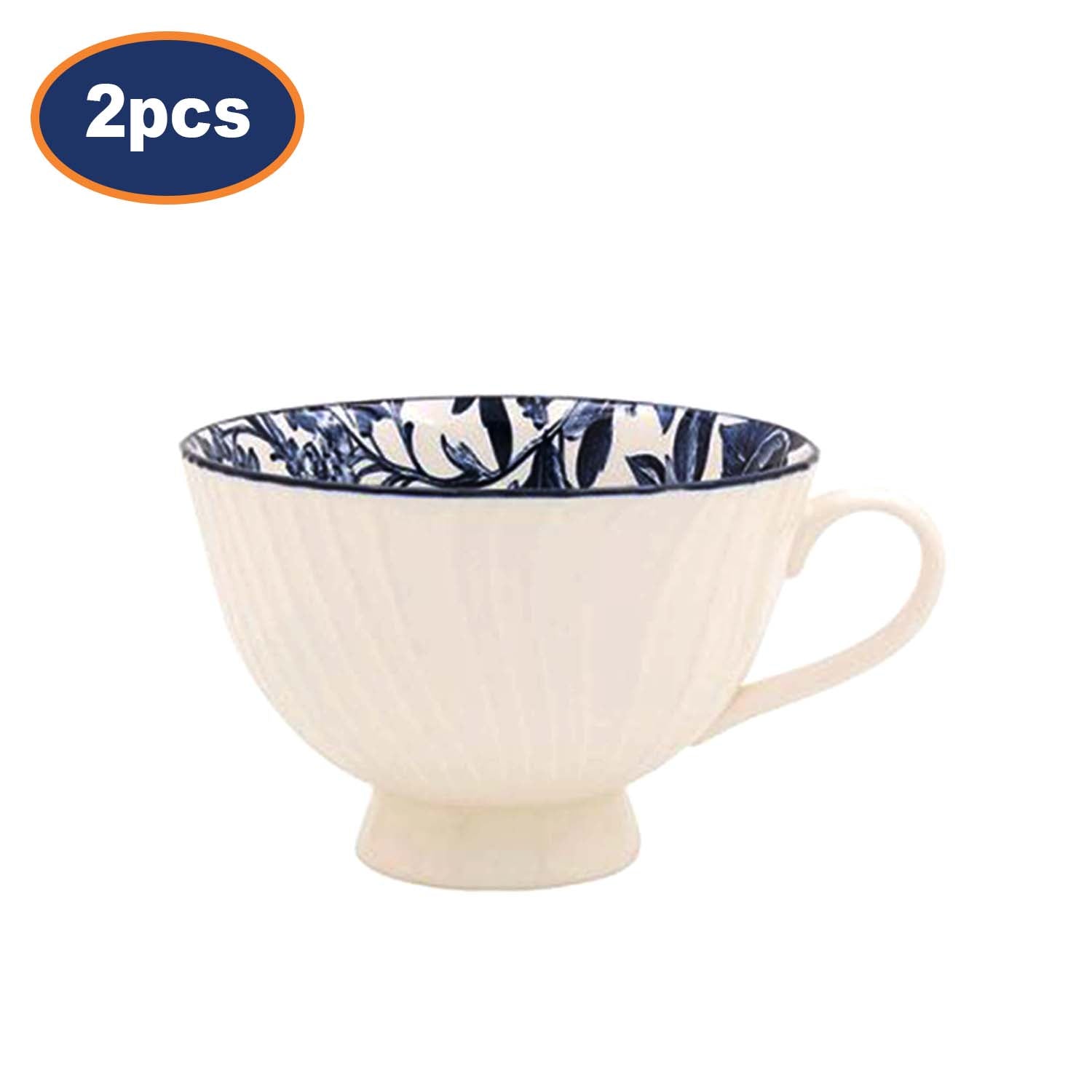2Pcs 390ml Fleur Vintage Floral Ceramic Tea Cup