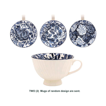 2Pcs 390ml Fleur Vintage Floral Ceramic Tea Cup