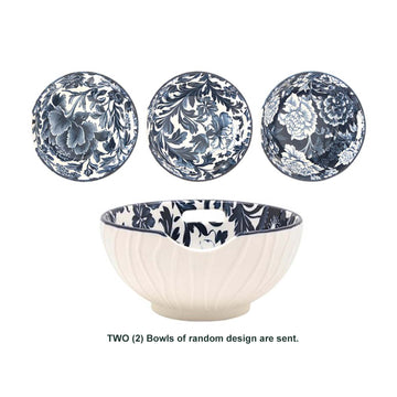 2Pcs 13cm Fleur Vintage Floral Ceramic Bowl with Chopsticks - Random Design