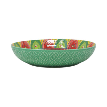 30cm Green Ceramic Tuscany Bohemian Design Pasta Bowl