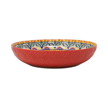 30cm Red Ceramic Tuscany Bohemian Design Pasta Bowl