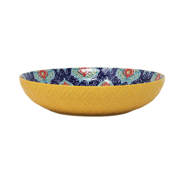 30cm Yellow Ceramic Tuscany Bohemian Design Pasta Bowl