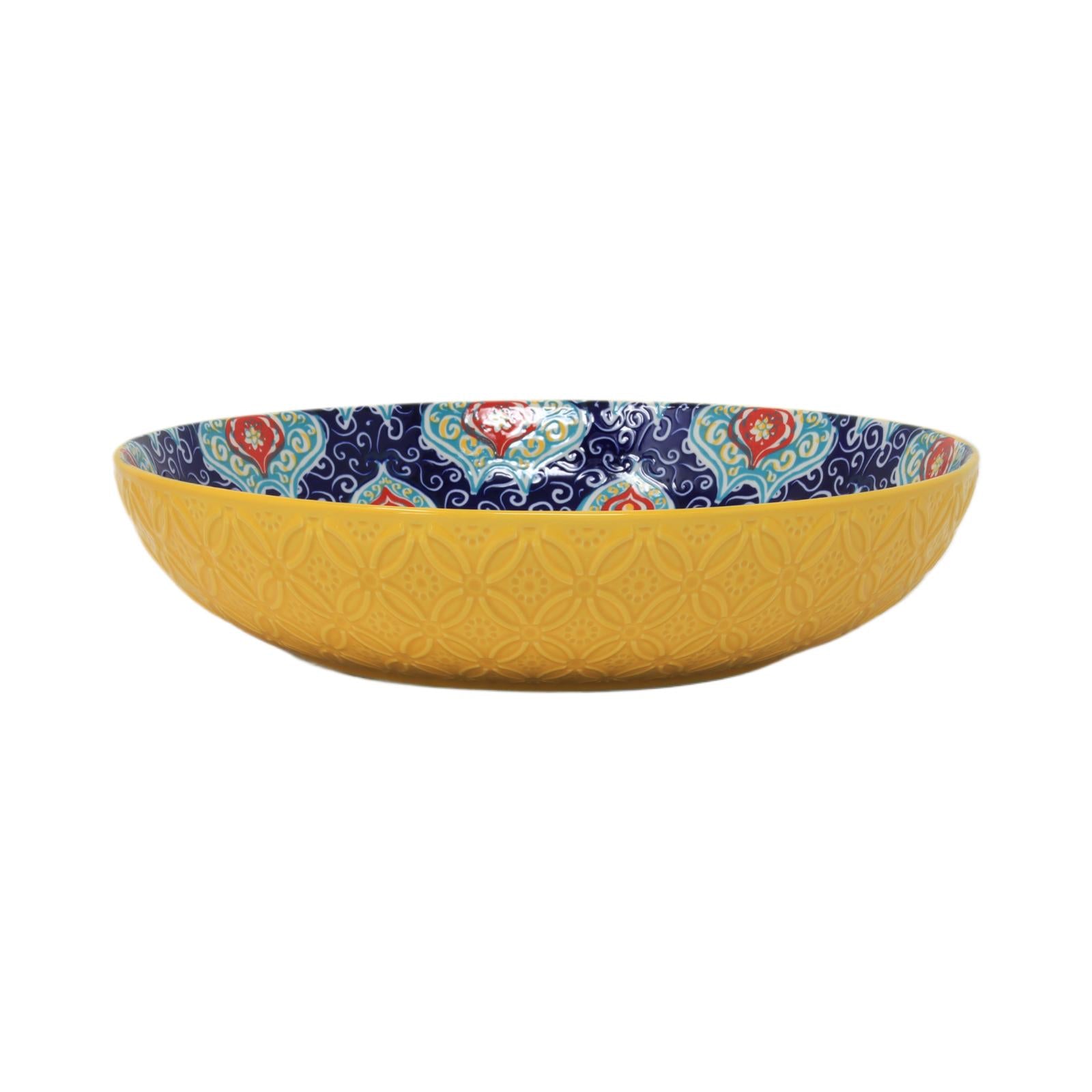 30cm Yellow Ceramic Tuscany Bohemian Design Pasta Bowl