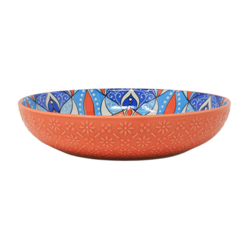 30cm Orange Ceramic Tuscany Bohemian Design Pasta Bowl