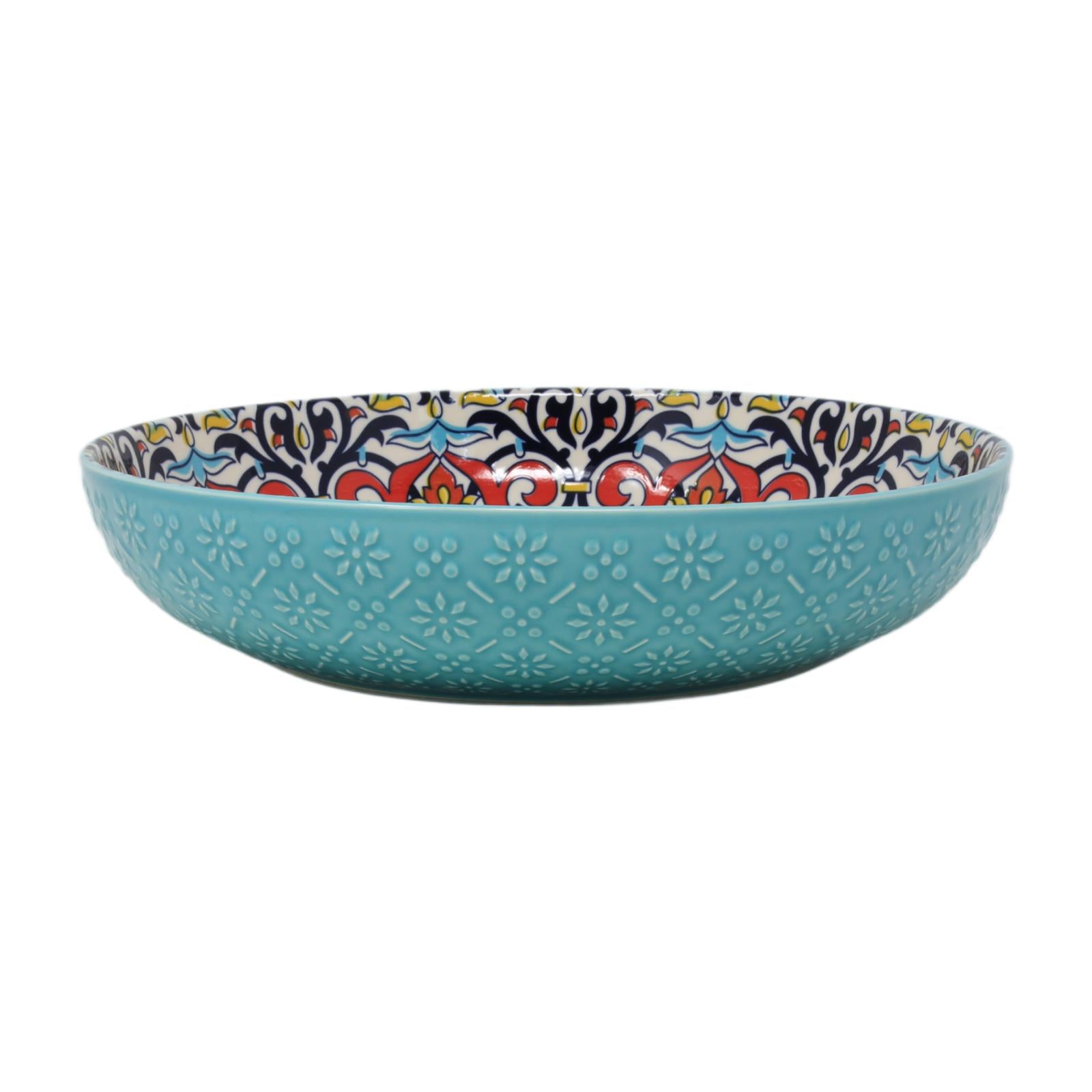 30cm Teal Blue Tuscany Mediterranean Bohemian Pasta Bowl