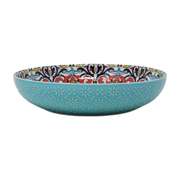 30cm Teal Blue Ceramic Tuscany Bohemian Design Pasta Bowl