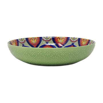 30cm Green Ceramic Tuscany Bohemian Design Pasta Bowl