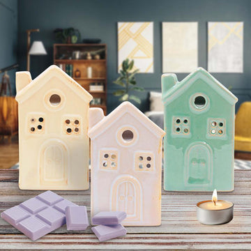 White Ceramic House Glazed Oil Burner