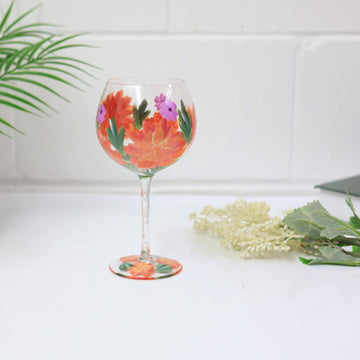 Lynsey Johnstone Hand Painted Dahlias 600ml Gin Cocktail Glass