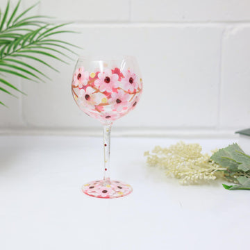 Lynsey Johnstone Hand Painted Blossom Flower 600ml Gin Cocktail Glass
