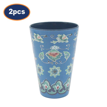 2Pcs 350ml Blue Tuscany Bohemian Mediterranean Melamine Beaker