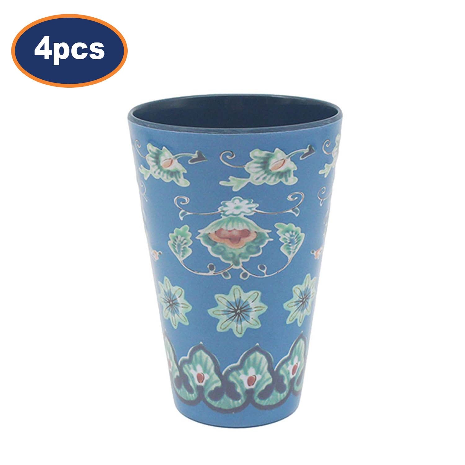 4Pcs 350ml Blue Tuscany Bohemian Mediterranean Melamine Beaker