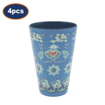 4Pcs 350ml Blue Tuscany Bohemian Mediterranean Melamine Beaker