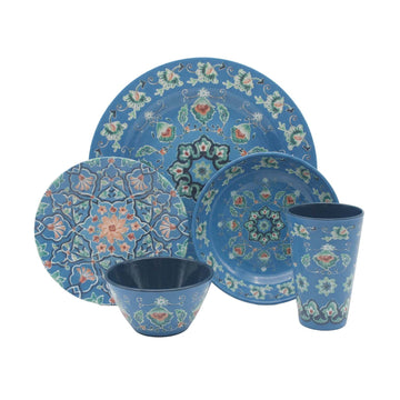 5Pcs Melamine Blue Tuscany Dinner Set