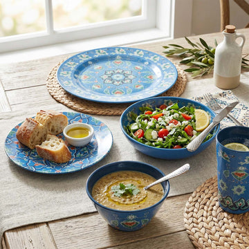5Pcs Melamine Blue Tuscany Dinner Set