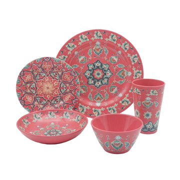 5Pcs Melamine Red Tuscany Dinner Set