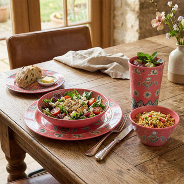 5Pcs Melamine Red Tuscany Dinner Set