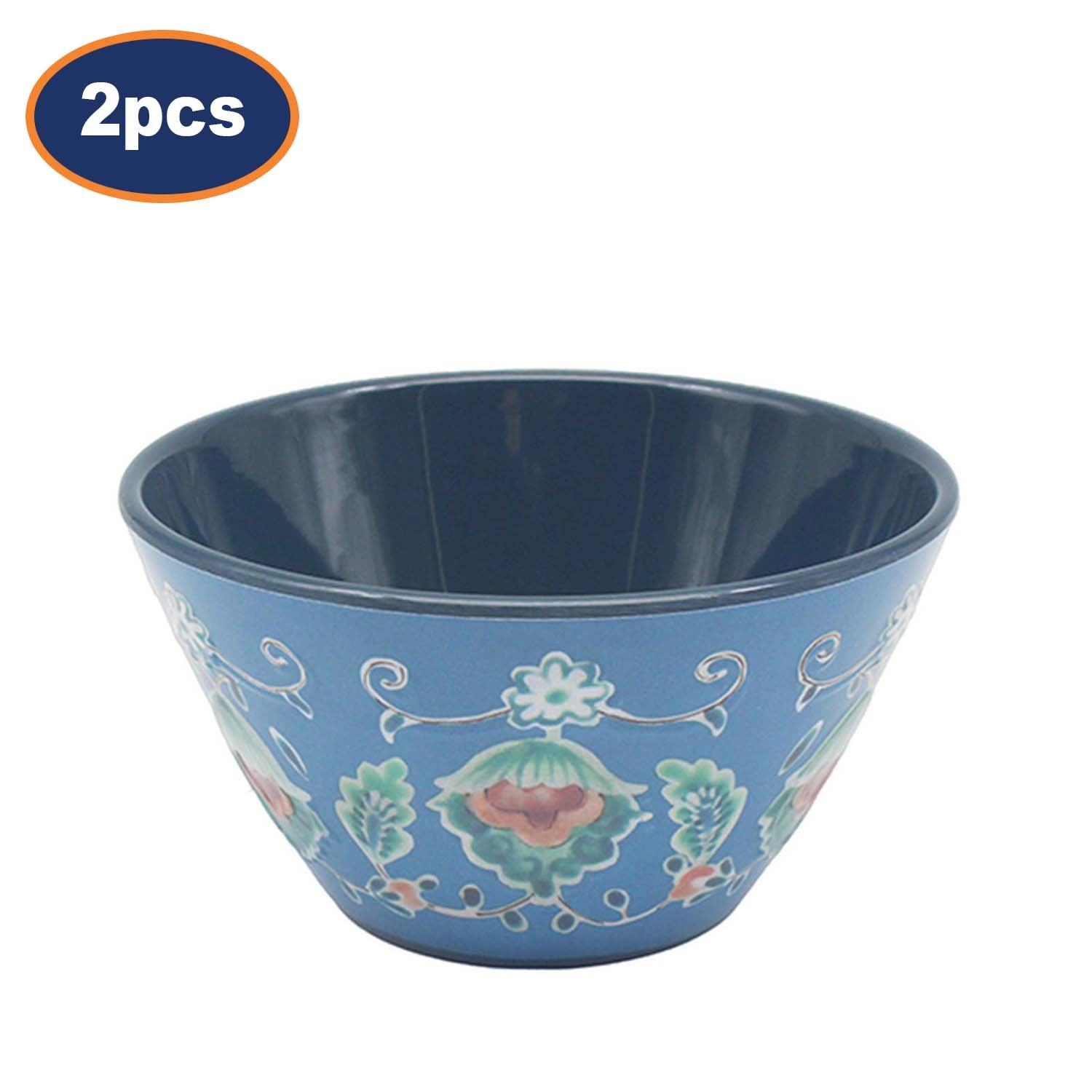 2Pcs 14cm Blue Tuscany Bohemian Mediterranean Melamine Soup Bowl