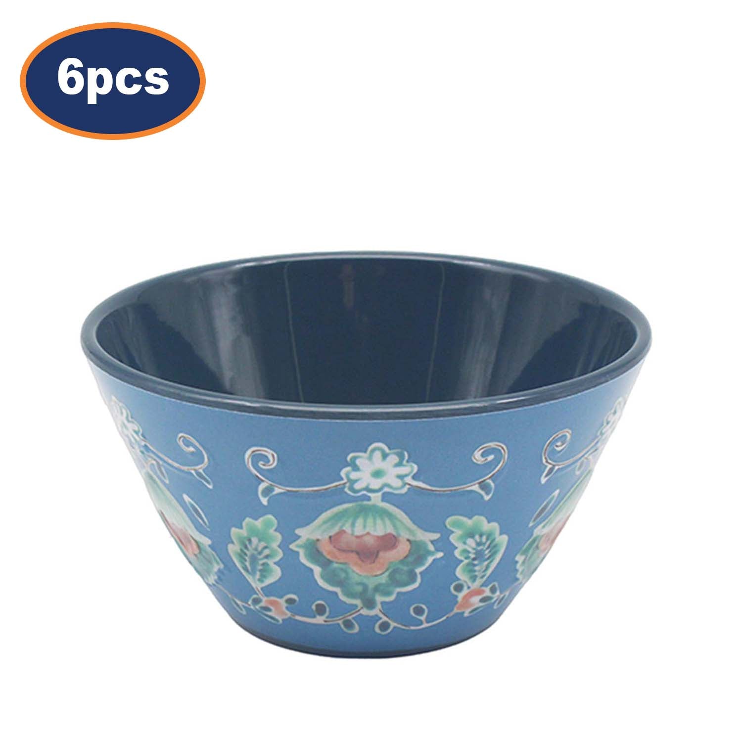 6Pcs 14cm Blue Tuscany Bohemian Mediterranean Melamine Soup Bowl