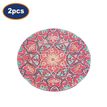 2Pcs 22cm Red Tuscany Bohemian Mediterranean Melamine Plate