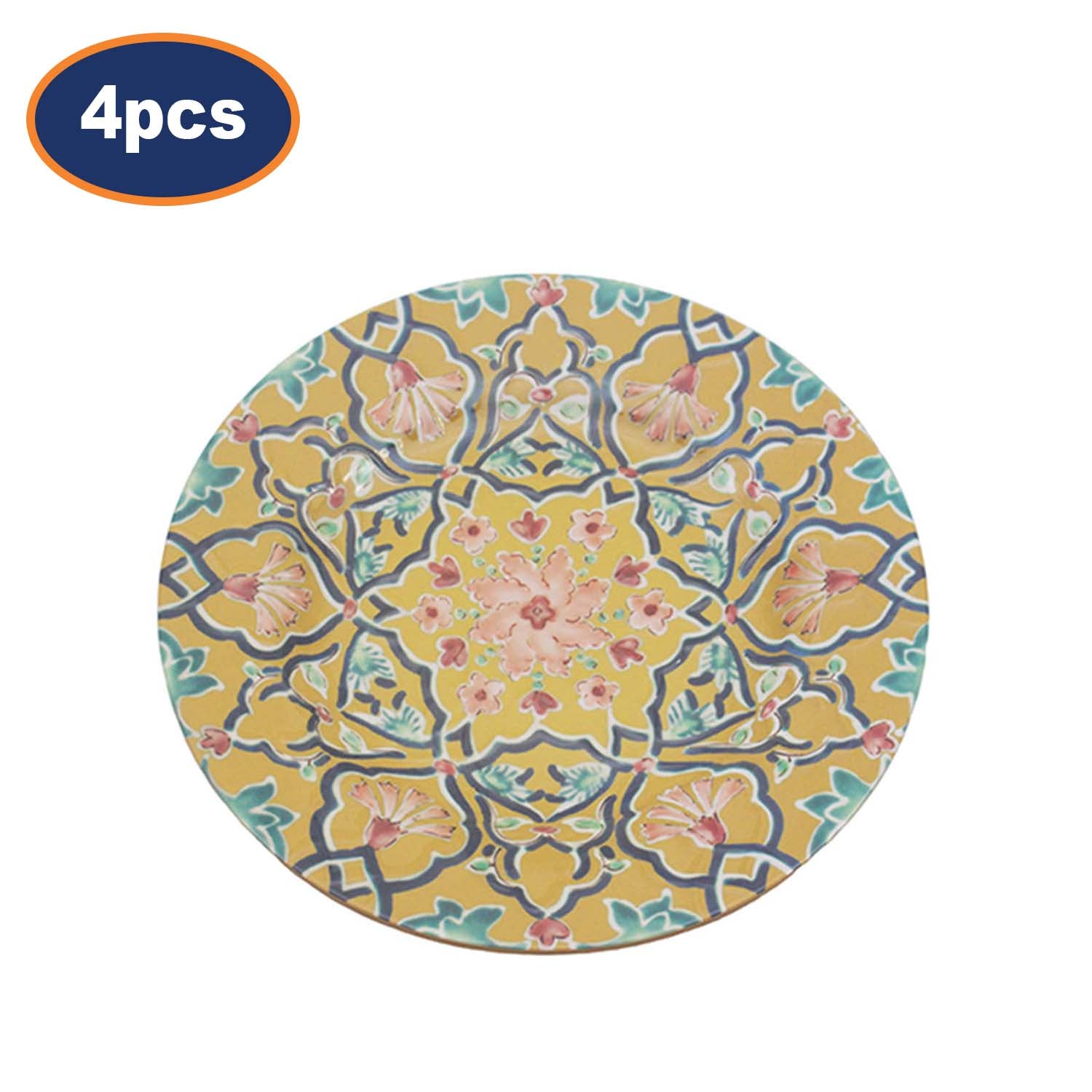4Pcs 22cm Yellow Tuscany Bohemian Mediterranean Melamine Plate