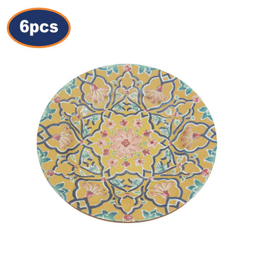 6Pcs 22cm Yellow Tuscany Bohemian Mediterranean Melamine Plate