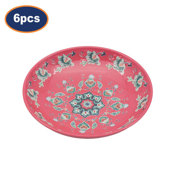 6Pcs 22cm Red Tuscany Bohemian Mediterranean Melamine Pasta Bowl