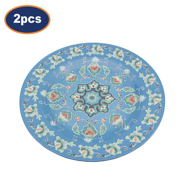 2Pcs 28cm Blue Tuscany Bohemian Mediterranean Melamine Plate