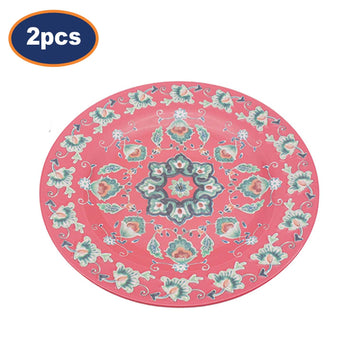 2Pcs 28cm Red Tuscany Bohemian Mediterranean Melamine Plate
