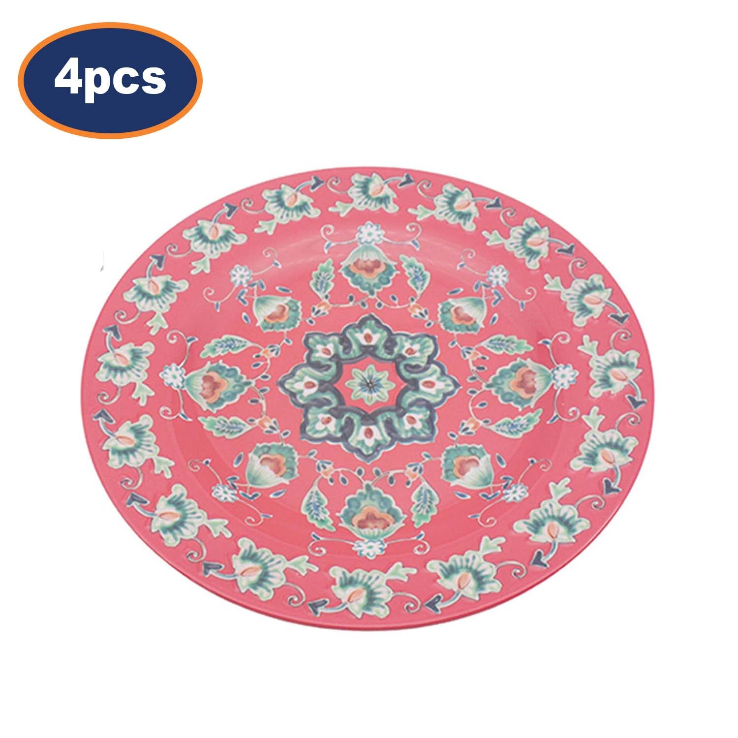 4Pcs 28cm Red Tuscany Bohemian Mediterranean Melamine Plate