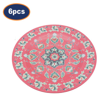 6Pcs 28cm Red Tuscany Bohemian Mediterranean Melamine Plate