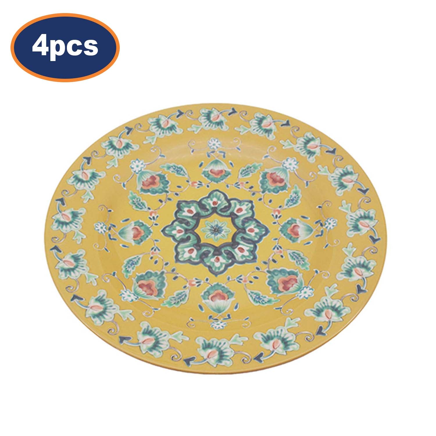 4Pcs 28cm Yellow Tuscany Bohemian Mediterranean Melamine Plate