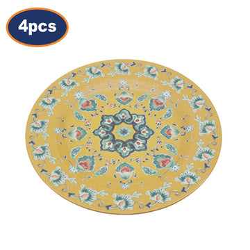 4Pcs 28cm Yellow Tuscany Bohemian Mediterranean Melamine Plate