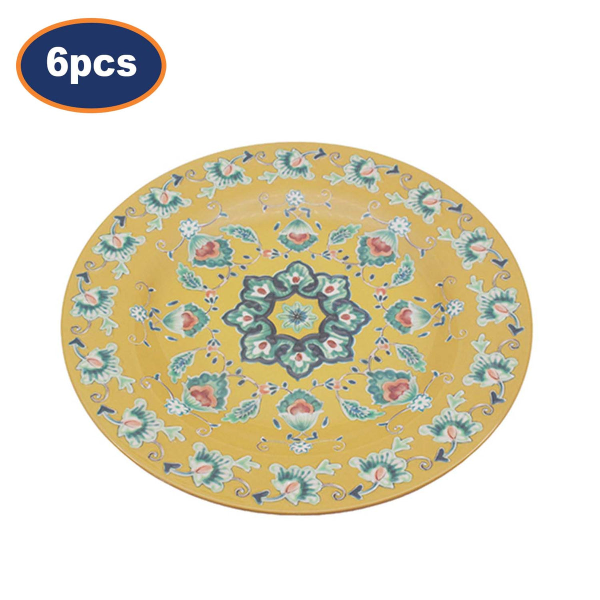 6Pcs 28cm Yellow Tuscany Bohemian Mediterranean Melamine Plate
