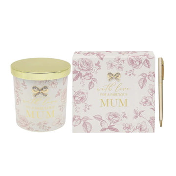 Fabulous Mum Floral Memo Pad & Rose & Oud Scented Candle Madelaine Set