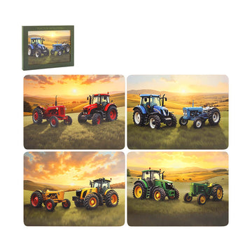 8Pcs Tractors Farmhouse Cork Backed Coasters & Placemats Set