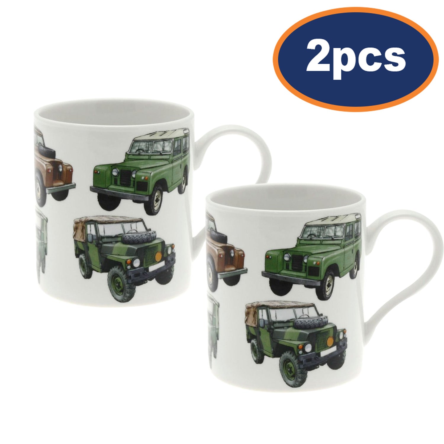 2Pcs Vintage Land Rovers 350ml Fine China Mug