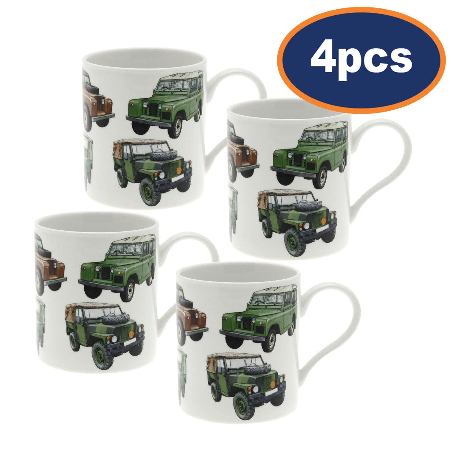 4Pcs Vintage Land Rovers 350ml Fine China Mug