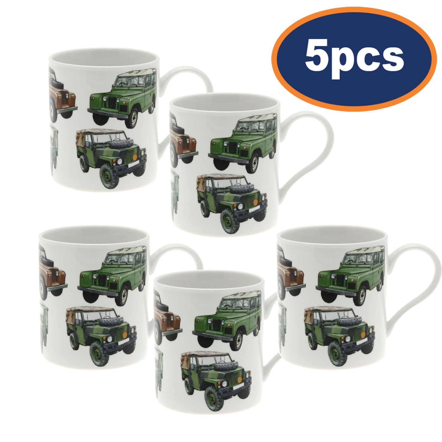 5Pcs Vintage Land Rovers 350ml Fine China Mug