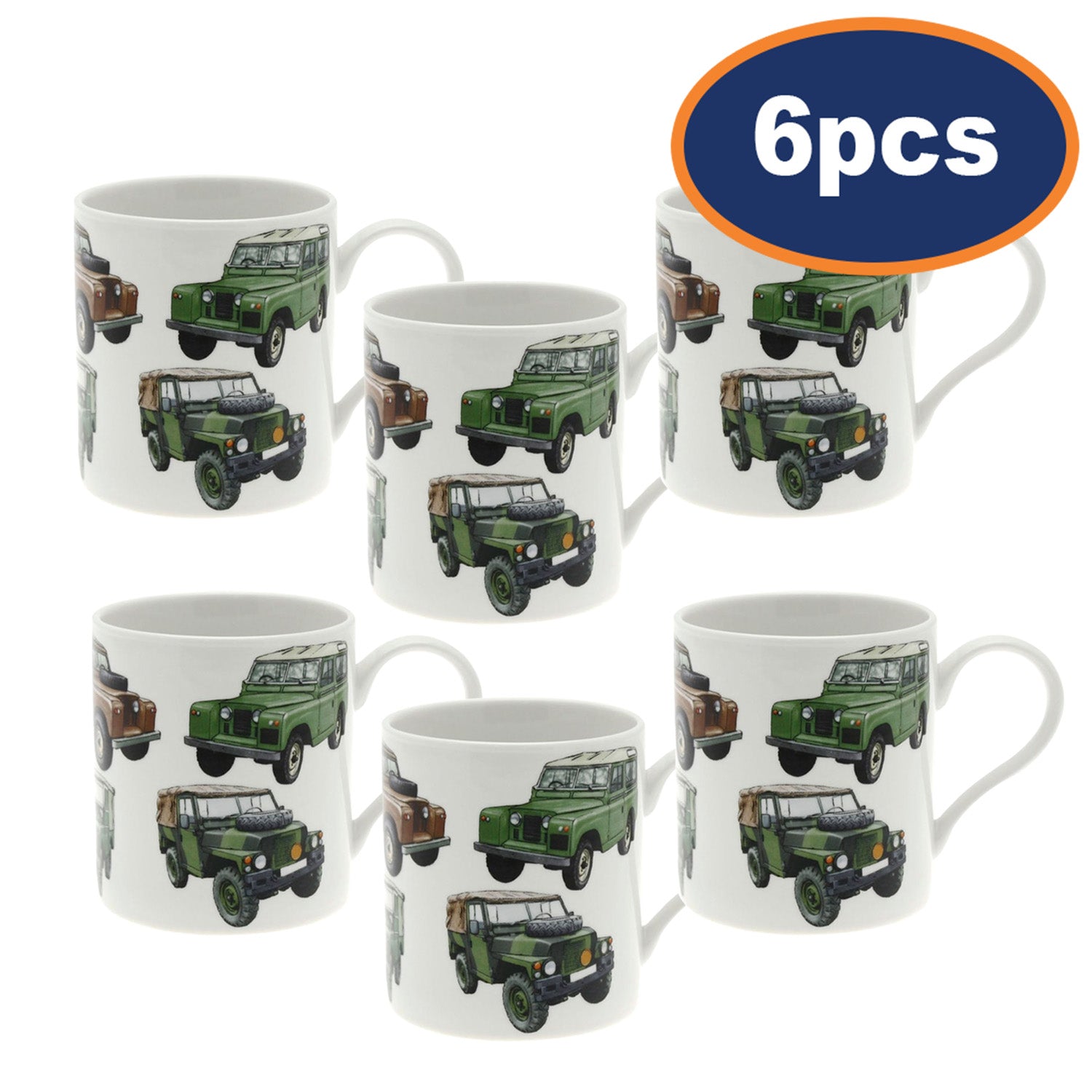 6Pcs Vintage Land Rovers 350ml Fine China Mug