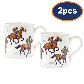 2Pcs Winning Post Jockeys 350ml Fine China Mug