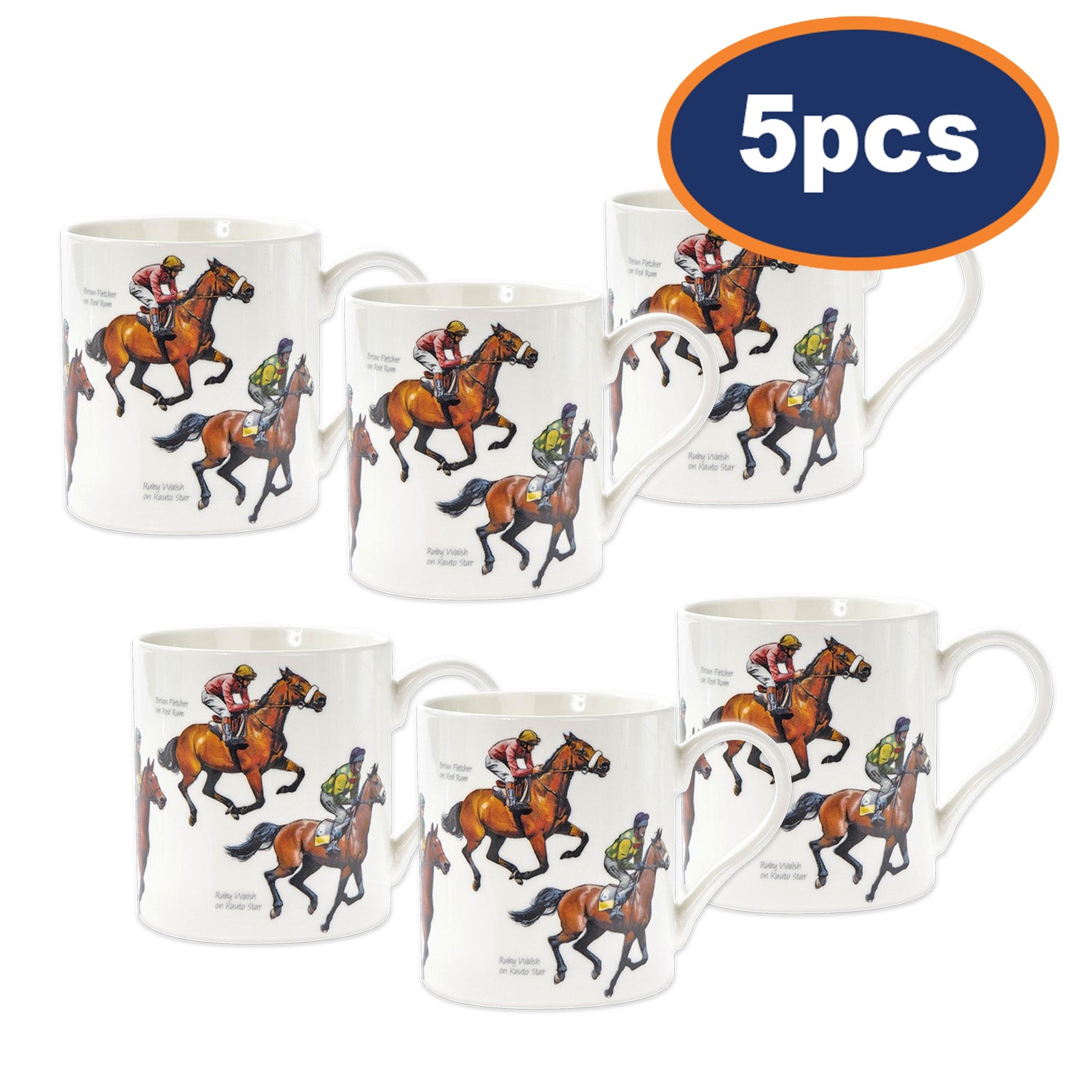 6Pcs Winning Post Jockeys 350ml Fine China Mug