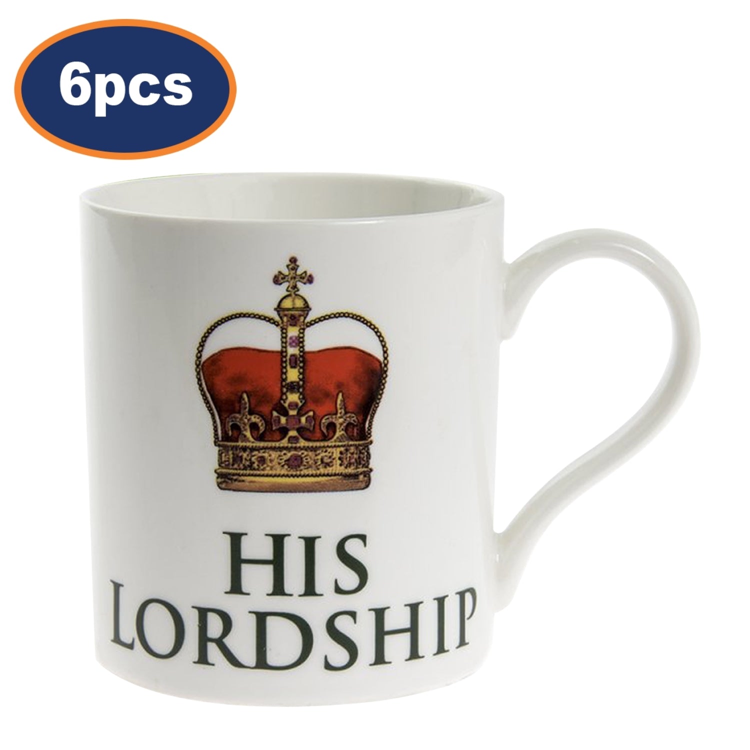 6pcs 350ml His Lordship & Crown Ceramic Mug