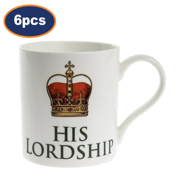 6pcs 350ml His Lordship & Crown Ceramic Mug