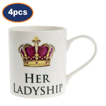 4pcs 350ml Her Ladyship & Crown Coffee Mug