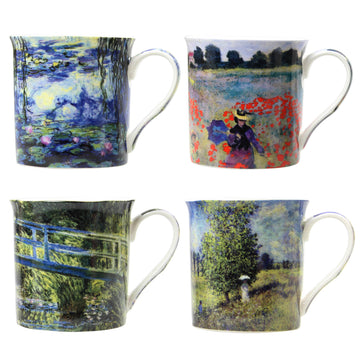 Set of 4 Fine China Mugs - Claude Monet Paintings