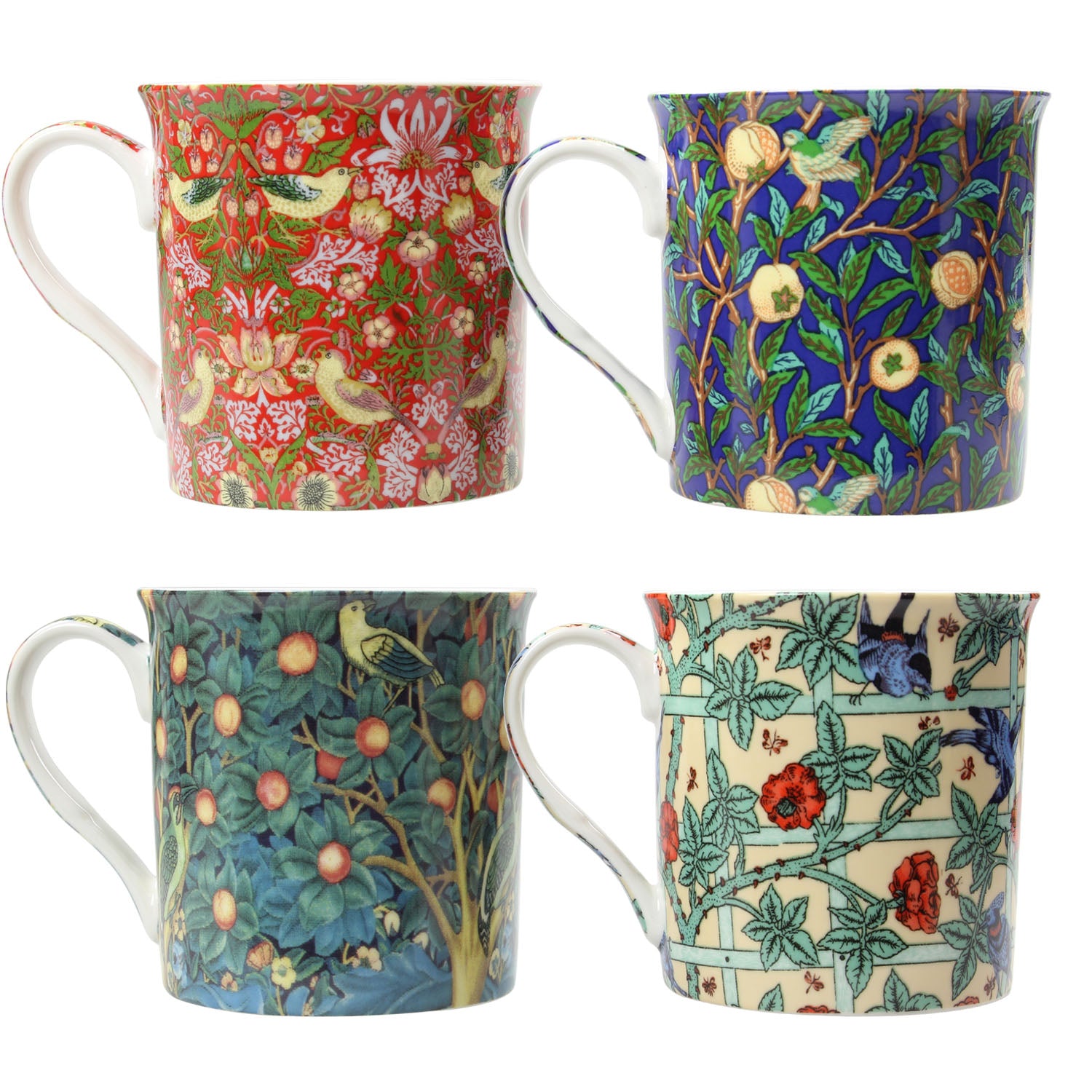 Set of 4 Fine China William Morris Painting Mugs
